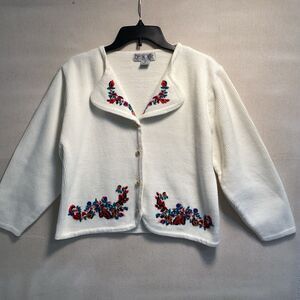 crystal kobe vintage cardigan sweater M embroidered Floral